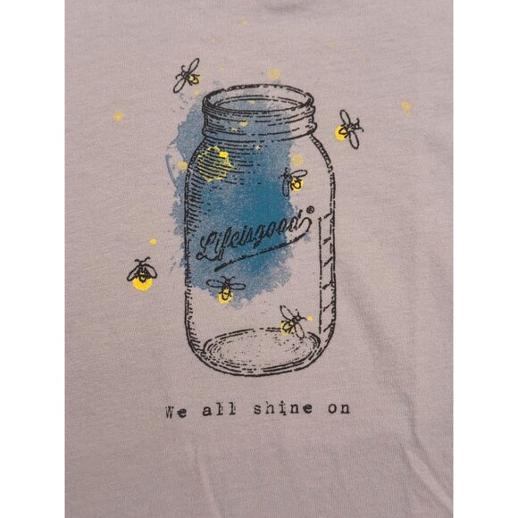 Life Is Good Women's Purple We All Shine On Jar Firefly Vee T-Shirt Top Size M - Picture 3 of 6